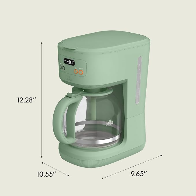 BREW 12-Cup Programmable Coffee Maker with No-Drip Glass Carafe, Seaglass