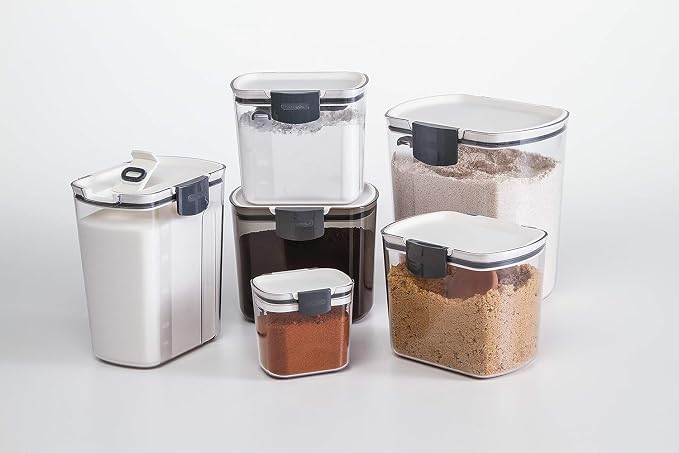 ProKeeper 1 Quart Airtight Powdered Sugar Storage Container – Grey, BPA-Free Plastic | Includes a Dusting and Measuring Spoon and Leveling Bar, Holds Up To 1lb Bag of Powdered Sugar, BPA-Free and Dishwasher Safe