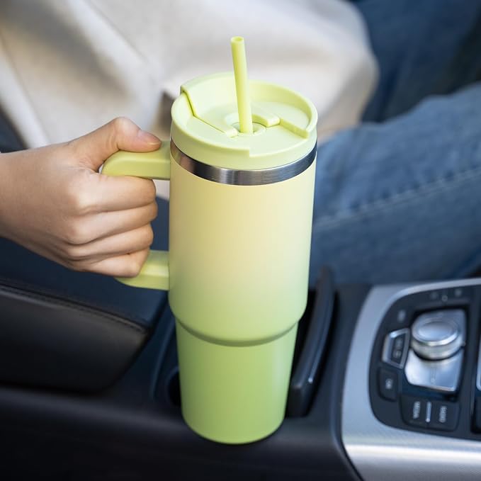 BJPKPK 30 oz Insulated Tumbler with Handle & Straw, Stainless Steel | Double Wall Vacuum Insulation, Leak Proof, BPA Free, Dishwasher Safe, Cupholder Friendly, Travel & Outdoor, Navy Blue