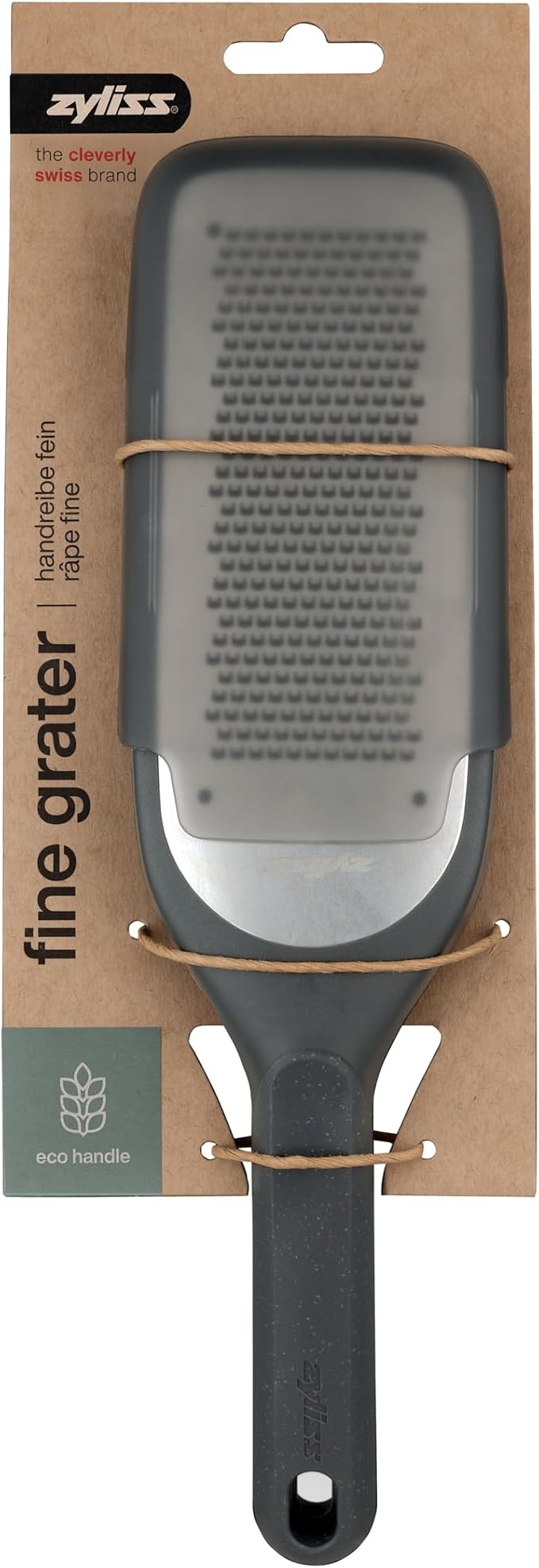 Zyliss Fine Grater and Zester - Handheld Grater with Stainless Steel Blade & Wheat Straw Handle - Ideal for Hard Cheese, Chocolate, Fruit, Vegetables, & More - Protective Cover Doubles as Scraper