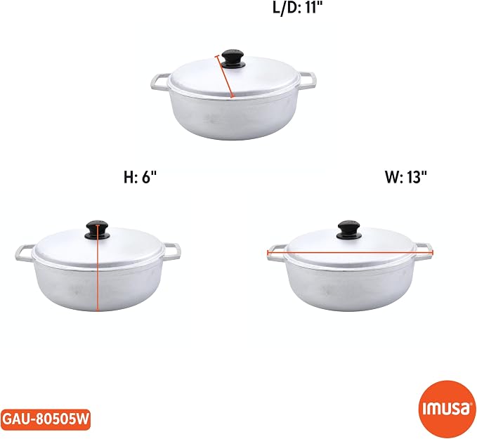 IMUSA Traditional Caldero made in Colombia with Lid, 4.8 Quart, Silver | Ideal for Rice and Stews, Perfect for Traditional Hispanic Recipes