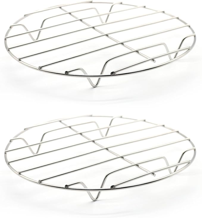 8.66" Round Cooking Rack, 2 Pcs, Stainless Steel | Baking, Cooling, Steaming, Grilling, For Air Fryer, Pressure Cooker, Cooking Enthusiasts