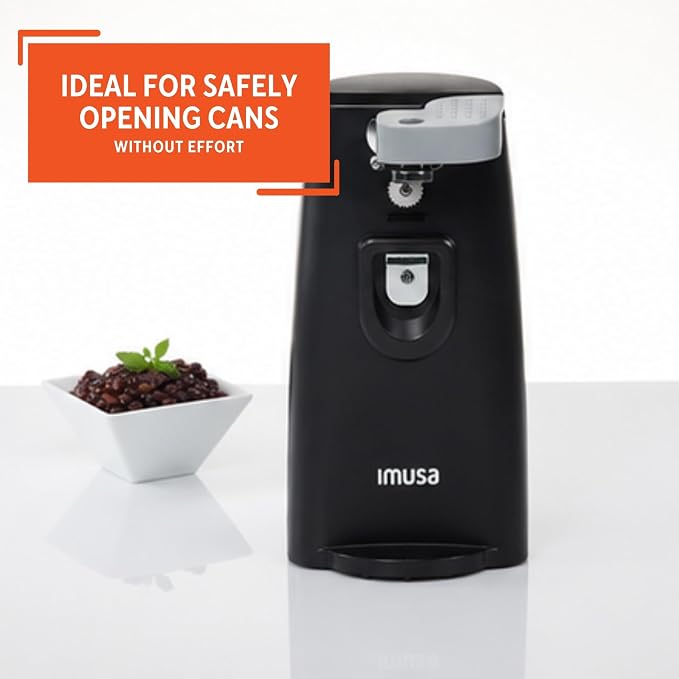IMUSA Black Electric Can Opener with Bottle Opener & Knife Sharpener