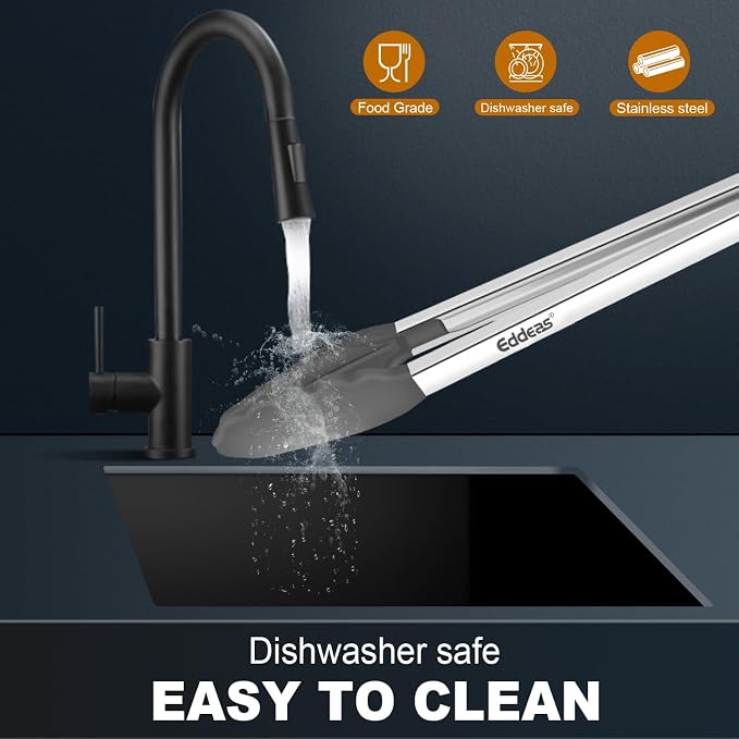 Tongs For Cooking - Silicone Metal Kitchen Tong 7" 9" & 12" Grey | 600°F Heat Resistant Silicone Tong, All Metal handle Locking Tongs with Silicone Tips, Heavy Duty Stainless steel