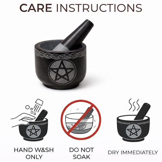 Mortar and Pestle Set, Black | Solid Stone Grinder, For Herbs Spice Guacamole, Garlic Ginger Root, Unique Design