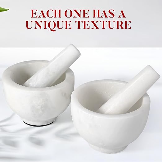 Marble Mortar and Pestle Set, 5"-1.5 Cups Grinder Bowl for Guacamole, Salsa, Pill Crusher, Spice, Herb, Garlic, Nut, Heavy Duty Grinder for Kitchen(Namib Fantasy)