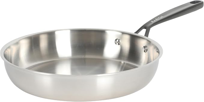 Babish 10-Inch Tri-Ply Stainless Steel Frying Pan With Black Handle – Professional Grade Skillet for Searing, Sautéing & Everyday Cooking
