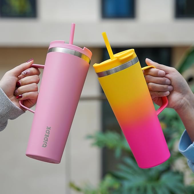 BJPKPK 26oz Insulated Tumbler with Handle, Lid & Straw, Stainless Steel | Double Wall Vacuum Insulated Coffee Travel Mug - Keeps Cold & Hot, BPA Free, Cupholder Fit for Office, Gym & Travel