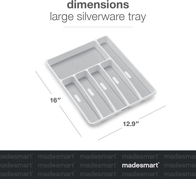 madesmart Classic 6 Compartment Silverware Tray, White