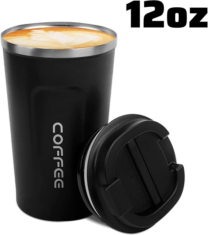 MOMSIV 12oz Travel Coffee Mug, Insulated Coffee Cup with Leakproof Lid | 6-Hour Heat Retention, 360°Leak proof, Vacuum Stainless Steel Double Walled, BPA-free, Reusable And To Go Coffee Mug