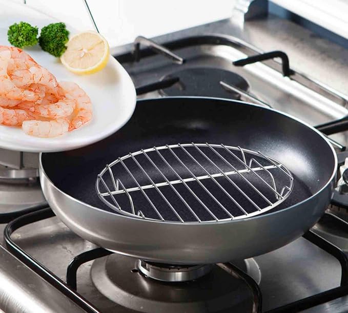 TeamFar Round Cooling Rack Set of 2, 9 Inch | Round Baking Steaming Roasting Rack Set Stainless Steel, Healthy & Dishwasher Safe, Mirror Finish & Rust Free