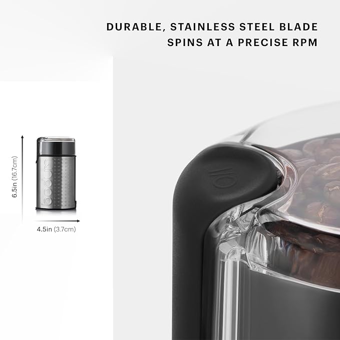 Bodum Bistro Electric Blade Coffee Grinder, Brushed Stainless Steel, 2.1 oz (Pack of 2)