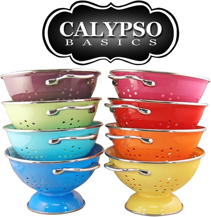 Calypso Basics by Reston Lloyd Powder Coated Enameled Colander, 1 Quart, Turquoise