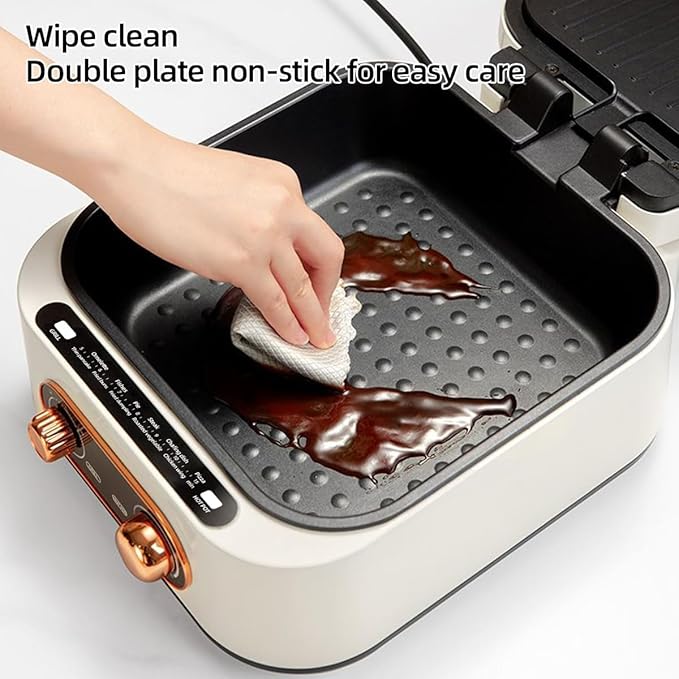 AORAN 7-in-1 Electric Griddle with Non-Stick Coating, Smokeless Grill for Frying, Baking, Boiling, Hot Pot, Steaming, Dual Zone Temperature Control, Foldable for Storage