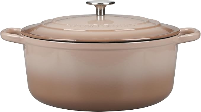EDGING CASTING Enameled Dutch Ovens Cast Iron Dutch Oven Pot with Lid for Bread Baking, Cook, Dual Handle, 7 Quart, Mocha