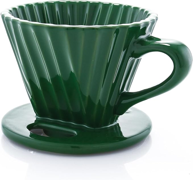 Chantal "Lotus ceramic pour over coffee dripper, 8 ounces (Forest Green)