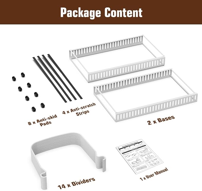Housolution Cutting Board and Baking Tray Cookie Sheet Organizer, White | 12"-23" Expandable, 14 Adjustable Dividers, Sturdy Metal Construction, Easy Assembly