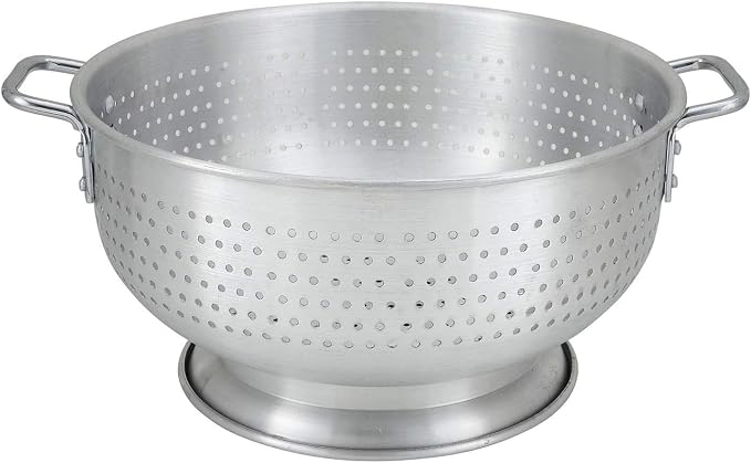Winco Aluminum Colander with Base, 16-Quart, Medium | Foodservice, Great for Draining Pasta, Rinsing Produce, Straining and Kitchen Prep