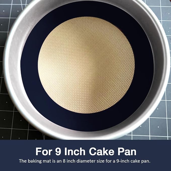 3Pcs Round Silicone Baking Mats, 8 inch Circle Mats for Cake Pan | Reusable, Easy to Clean, Nonstick
