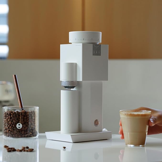 TIMEMORE Bricks 01S Electric Coffee Grinder, 150 Adjustable Settings, High-Performance Motor for Consistent Grind, Stainless Steel Easy Clean Design, Perfect for espresso Pour-Over French Press, White