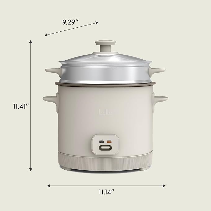 bella 16-Cup Rice Cooker and Steamer, Oatmilk