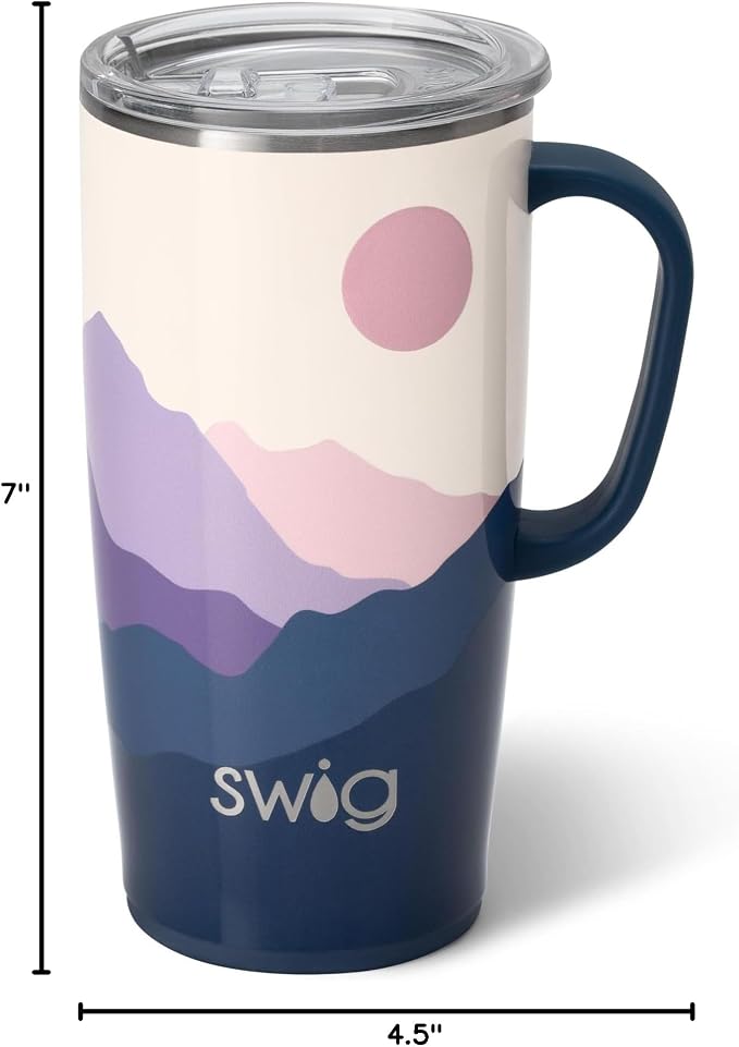 Swig Life 22oz Insulated Travel Mug with Handle & Lid, Moon Shine | Triple Insulated Stainless Steel - Handle & Lid Included - Keeps Coffee Hot or Cold - Cup Holder Friendly