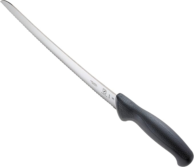 Mercer Culinary M23880 Millennia Black Handle, 10-Inch Curved Wavy Edge, Bread Knife