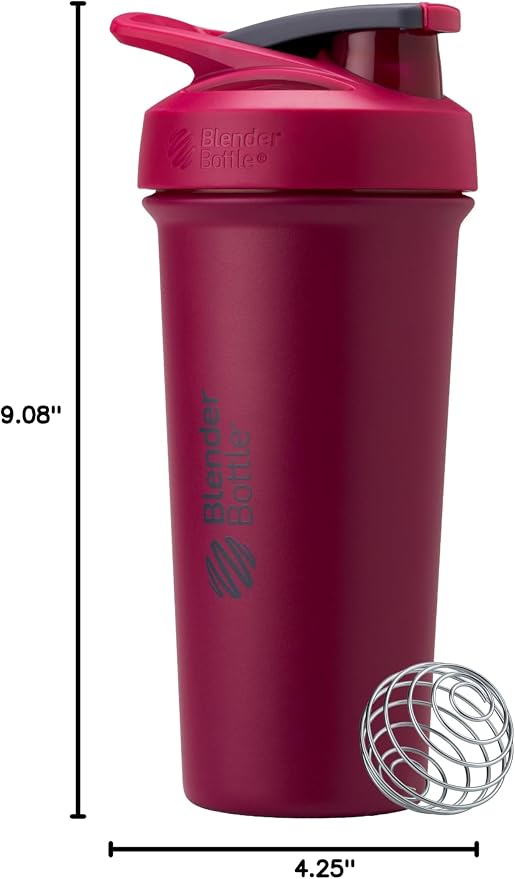 BlenderBottle Sport Sleek Stainless Steel Shaker Bottle 25 oz Raspberry