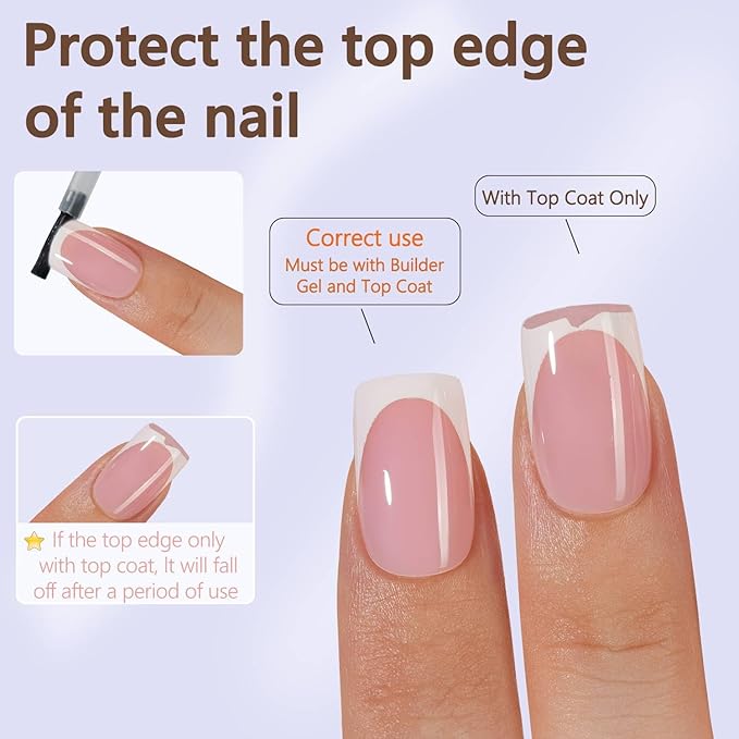 Misssix 160Pcs French Tip Press on Nails Short Square Pink Gel Fake Nails | No Need to File Tips Pre-lasting, Fake Nails for Nail Art DIY 16 Sizes