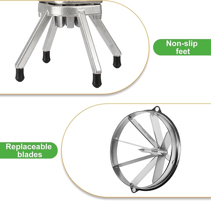 Commercial Lemon Cutter, 8-Wedge Citrus Wedger, 420 Stainless Steel | Lever-assisted cutting, cast aluminum body, V-shaped blade set, non-slip feet, clean uniform wedges, less fruit waste