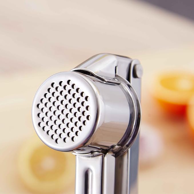 Garlic Press Stainless Steel - Premium Professional Grade Garlic Mincer, Crusher & Peeler Set - Easy Clean, Dishwasher Safe & Rust-proof (B)