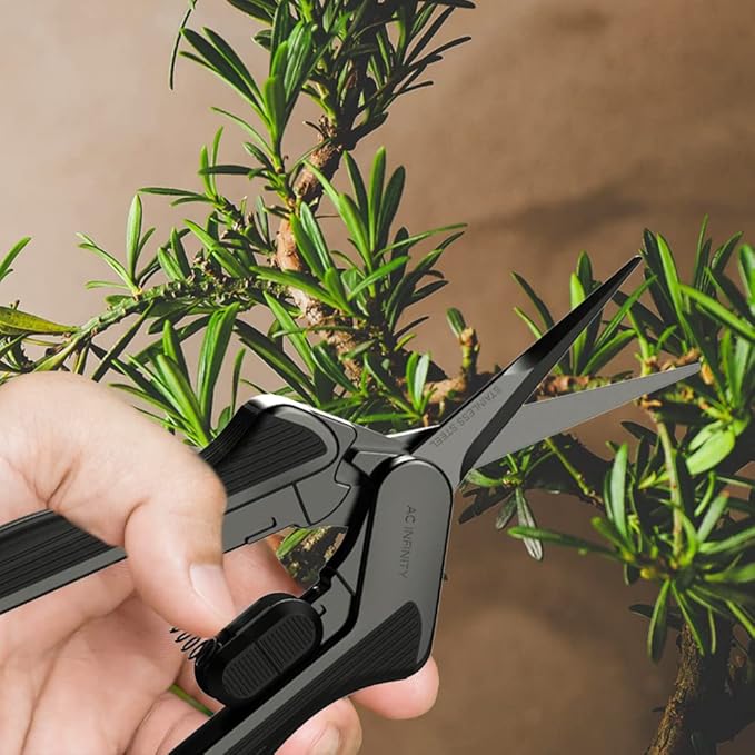 AC Infinity 16cm Stainless Steel Pruning Shears 2-Pack, Lightweight | Lightweight Ergonomic Design, Straight Precision Blades with Nonstick Teflon Coating for Gardening, Hydroponics, Grow Tents