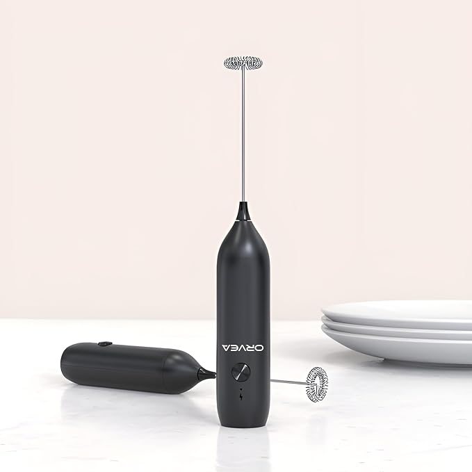 AeroFroth Rechargable Milk Frother Handheld, Premium Coil Whisk Head Electric Coffee Frother, Portable Hand Frother Wand Drink Mixer for Matcha Lattes Cappuccino, Kitchen Gifts, USB-C, Black