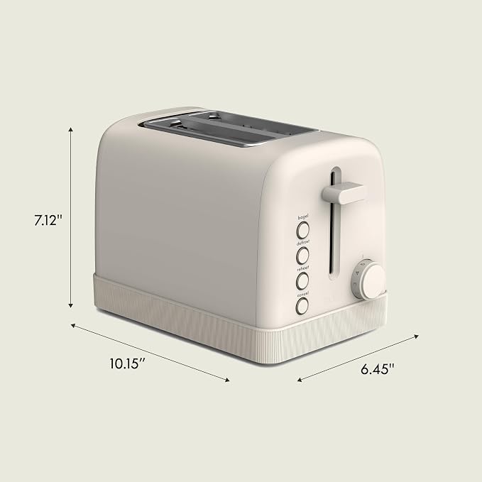 bella 2-Slice Toaster with Extra Wide Slots and 6-Shade Control, Oatmilk