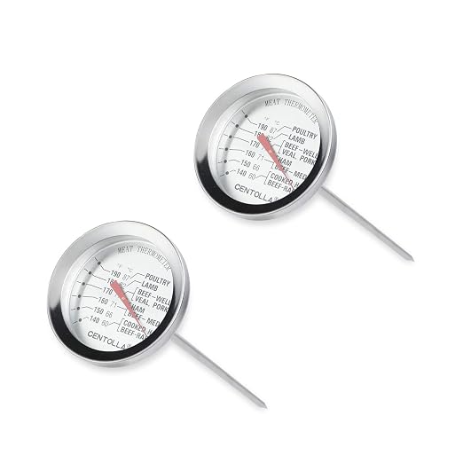 2 Pieces Meat Thermometer for Roaster Oven, Food Thermometer for House Cooking,Large 2.12-Inch Easy-Read Face, Oven Safe Leave in,Stainless Steel Stem Silver
