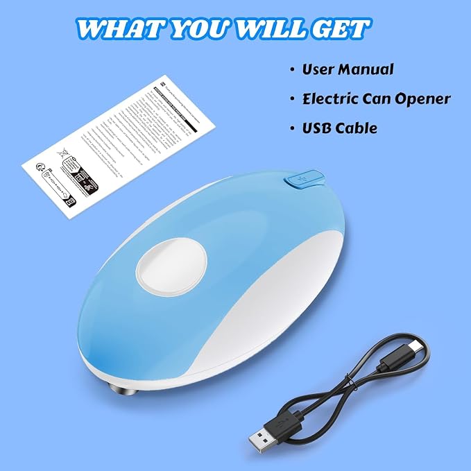 CEVING USB Rechargeable Electric Can Opener, One-Touch & Hands-Free | Battery Operated Cordless Design with Magnetic Lid Holder and Smooth Edge Cutting, Ideal for Seniors, Fits All Standard Cans