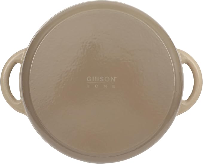 Gibson Home Addlestone 7 Qt Enameled Cast Iron Dutch Oven Pot with Lid – Round, Oven Safe to 500°F, Ideal for Bread Baking & Stews - Gradient Taupe