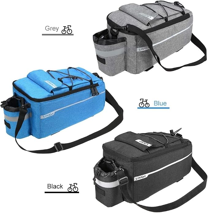 Lixada Bike Panniers Bike Trunk Bag Insulated Bag for Warm/Cool Items, Bicycle Rear Rack Storage Luggage Bicycle Seat Multifunctional Insulated Trunk Cooler Bag Shoulder Bag 11.4 6.3 6.7in