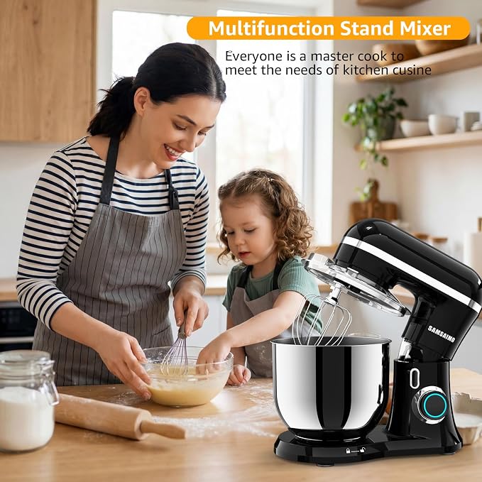 Stand Mixer, 6.5QT Tilt-Head Electric Kitchen Mixer, 10-Speed Household food mixer with 316 Stainless Steel Bowl, Dough Hook, Whisk & Beater, Splash Guard, Ideal for Baking Bread, Cake & Whipping