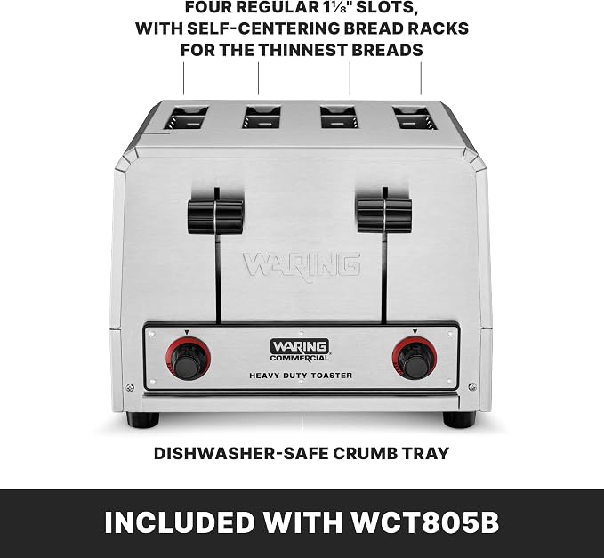 Waring 4-Slot Toaster with 360 Slices an Hour | 360 Slices an Hour, Uniformly Toasts Bread, Bagels, Texas Toast, & Frozen Waffles, 208V