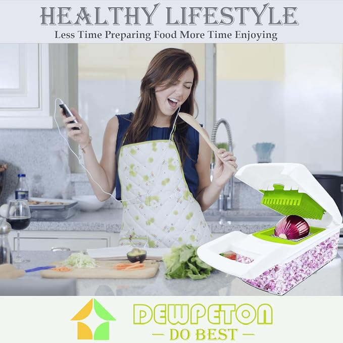 Vegetable Chopper Mandoline Slicer Home Kitchen Appliance Essential Gadget | Pro-Series Veggie Cutter with Container for Food Onion Fruit Salad Potato Christmas Gift House Cooking Supply Tool