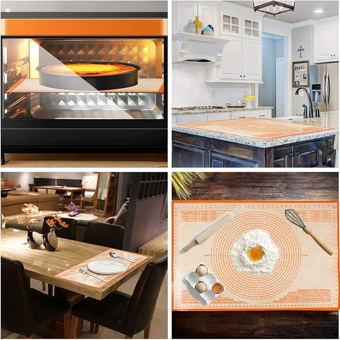Silicone Pastry Mat 36X24 inch Baking Mat for Rolling Dough | Great Performance Kitchen Counter Mat Perfect for Dough, Pastry, Pie Crust, Fondant, Cookies, Bread, Pasta/Pizza,Pastry Board