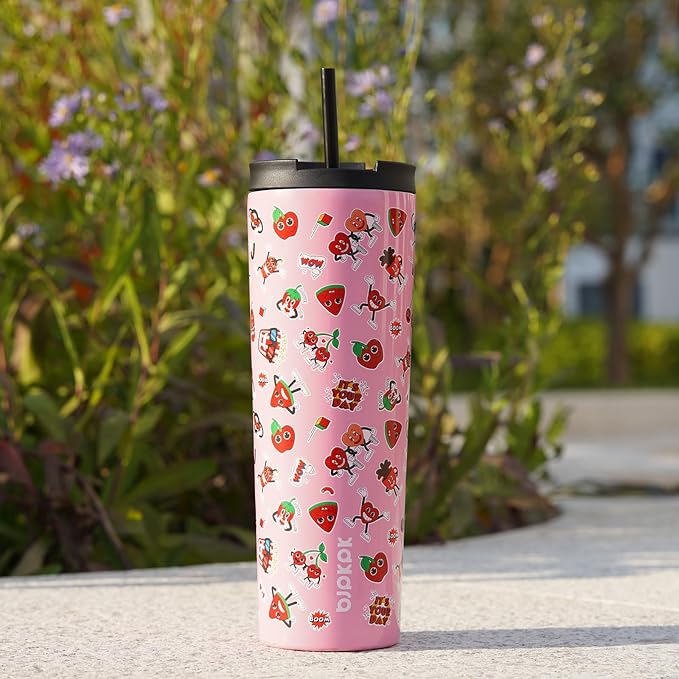 BJPKPK 26 oz Coffee Tumbler with Straw, Insulated Stainless Steel Cup | Double Wall Vacuum, Leak Proof Lid, Keeps Hot/Cold/Iced, BPA Free, Travel & Outdoor, Spring Party-Brown