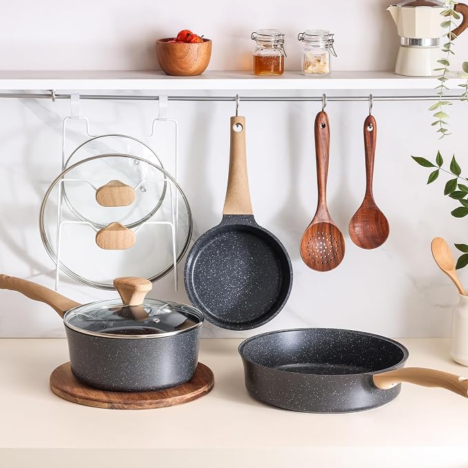Nonstick Saucepan with Lid, 2 Quart German Greblon Ceramic Sauce Pan, Non Toxic Sauce Pot with Cover for Multipurpose Use, PTFE, PFOA & PFAS Free, Induction Compatible.