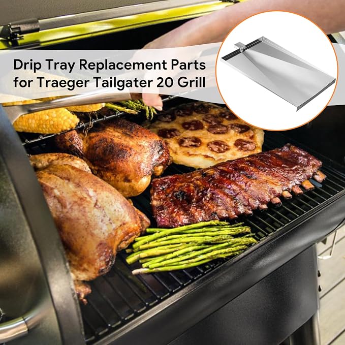 BQMAX SUB025 Drip Tray for Traeger Tailgater 20 Grill, for Traeger Grill Accessories Traeger Drip Pan Junior Elite 20 Bronson 20 Traeger Drip Tray BBQ055 TFB29 BBQ155 TFB30 TFB29PLB TFB29LZB TFB29LZA