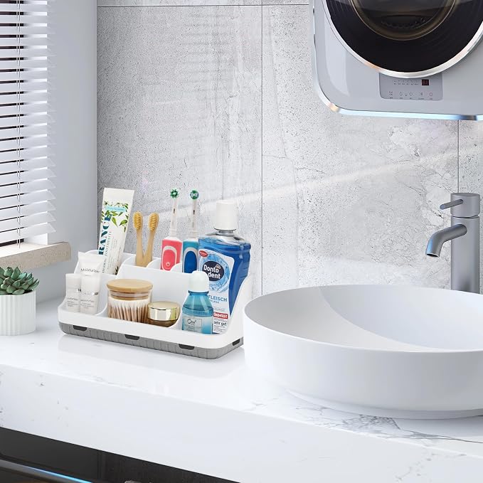 GFWARE Toothbrush Holders for Bathrooms Countertop Organizer - Kids Electric Toothbrush and Toothpaste Holder Detachable 7 Slots Tooth Brush Organization Bathroom Accessories Storage Vanity, White | Detachable Kids Electric Toothbrush and Toothpaste Ho...