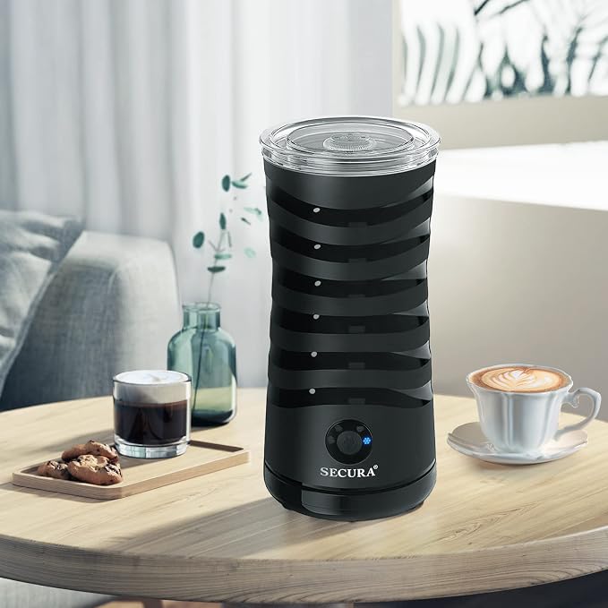 Secura Electric Milk Frother,Automatic Steamer,4-IN-1 Hot & Cold Foam Maker-8.4oz/240ml Milk Warmer for Latte,Cappuccinos,Macchiato with Silicone Spatula,Quiet Operation & Shut-off (Black) (Pack of 6)