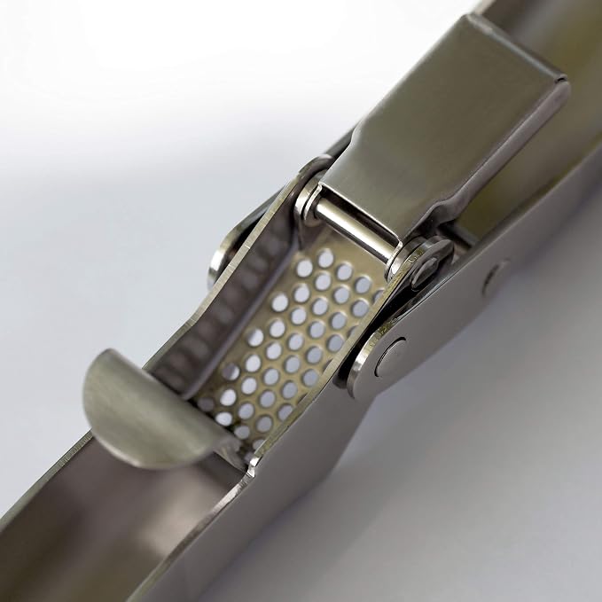 MANNKITCHEN High-Capacity Stainless Steel Double-Lever Garlic Press | Cupless, Open-Flip, Rust-Proof, Easy to Clean, Dishwasher Safe Professional Grade Garlic Press