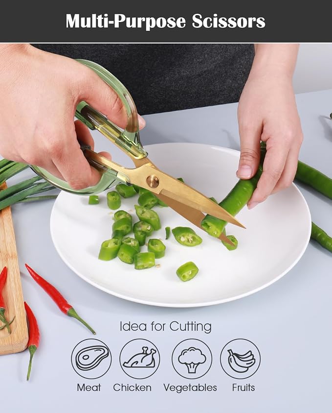 Kitchen Shears Scissors&Sharp Scissors, ARCHIKING 7.7inch Cooking Scissor-Meat and Poultry Shears, Dishwasher Safe, Acrylic Handel Scissors All Purpose Stainless Steel Utility Scissor