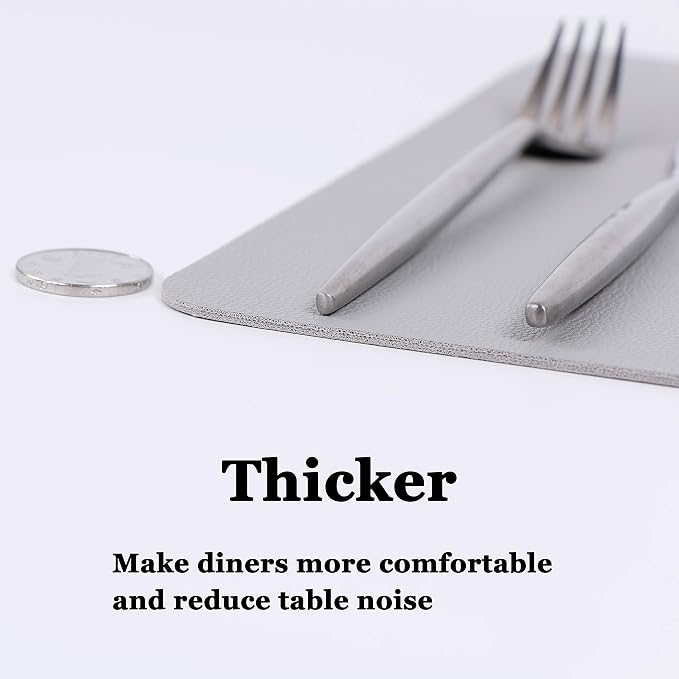 Wipeable Placemats Leather Table Mats Waterproof Heat-Resistant Easy to Clean for Dining Table Set Kitchen Table (2, Slate Grey)